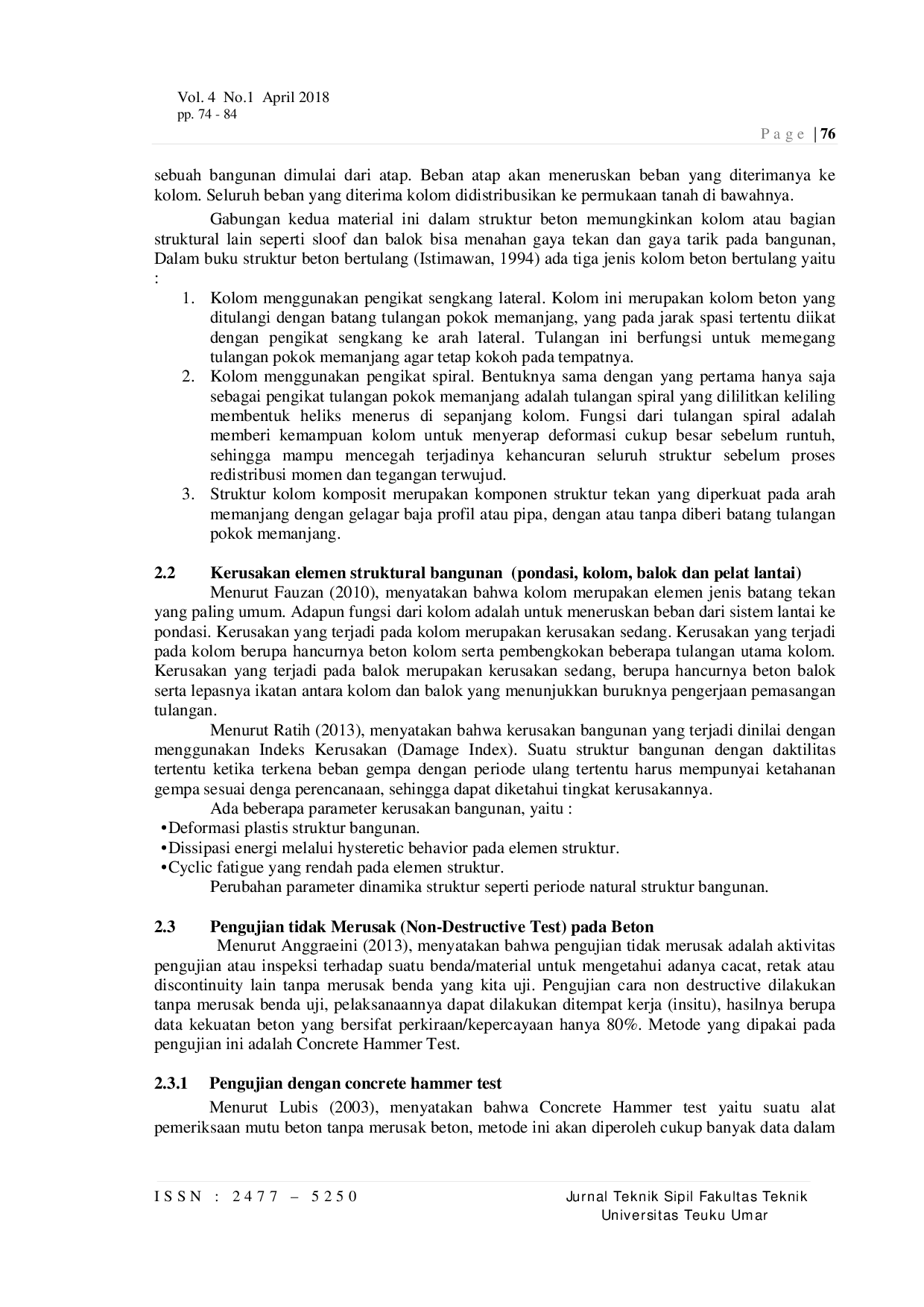 JURIS Analisa Tingkat Kerusakan Struktur Kolom Terkena Tsunami