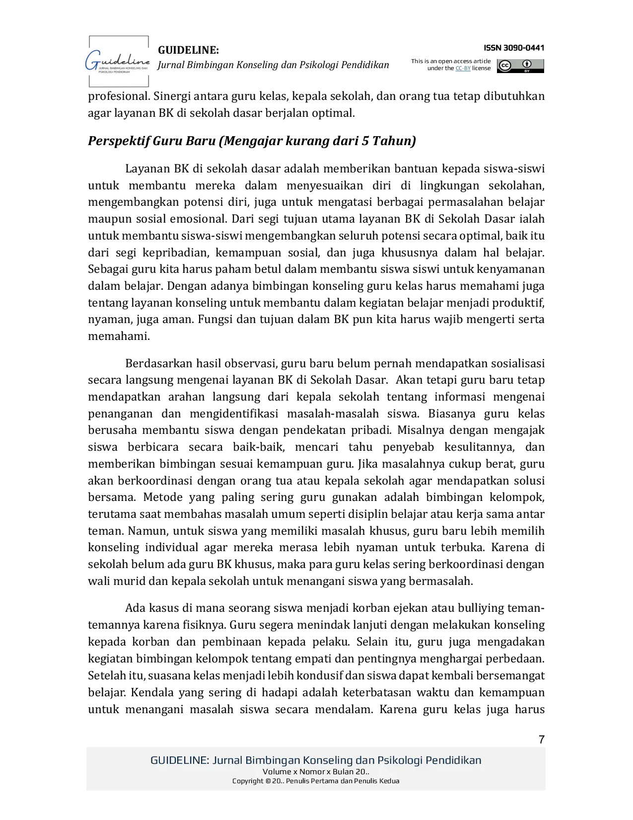 JURIS Analisis Peran Guru Kelas Dalam Menggantikan Fungsi Guru BK di Sekolah Dasar