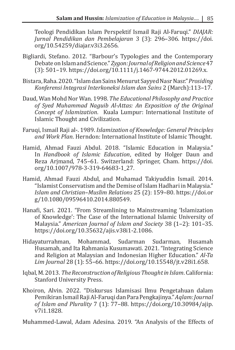 JURIS Islamization Of Education In Malaysia The Influence And Legacy Of Ismail Raji Al Faruqi