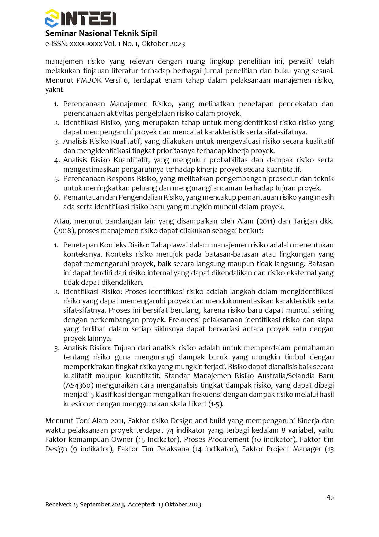 juris Identifikasi Risiko Proyek Kontruksi Dengan Penerapan Kontrak Design And Build Sebuah Kajian Pustaka