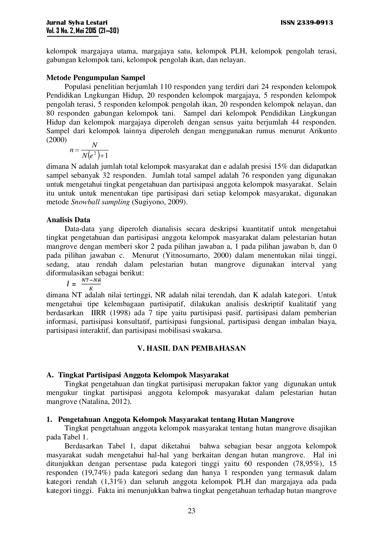 juris Partisipasi Kelompok Masyarakat Dalam Pelestarian Hutan Mangrove Di Desa Margasari Kecamatan Labuhan Maringgai Kabupaten Lampung Timur