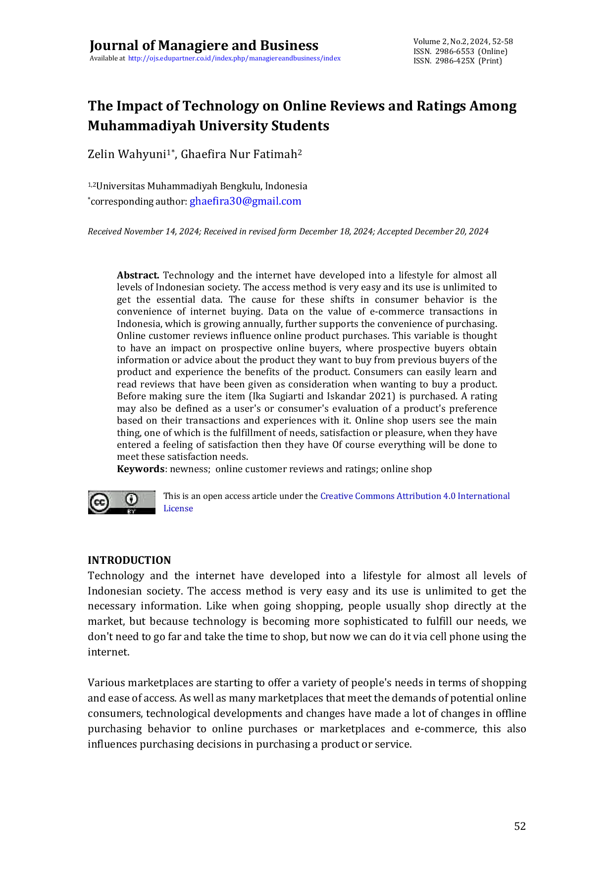 JURIS The Impact Of Technology On Online Reviews And Ratings Among Muhammadiyah University Students