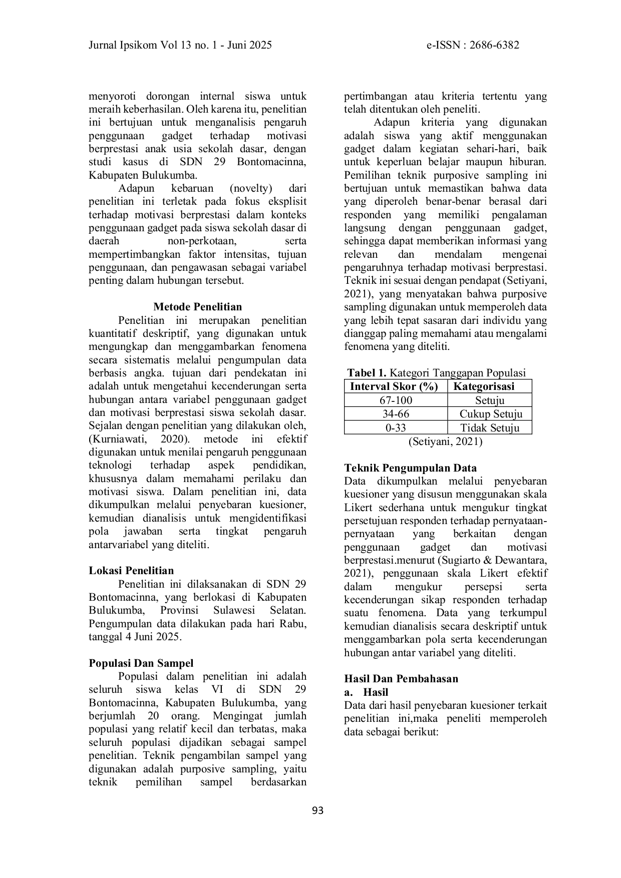 JURIS Pengaruh Penggunaan Gadget Terhadap Motivasi Berprestasi Pada Anak Usia Sekolah Dasar