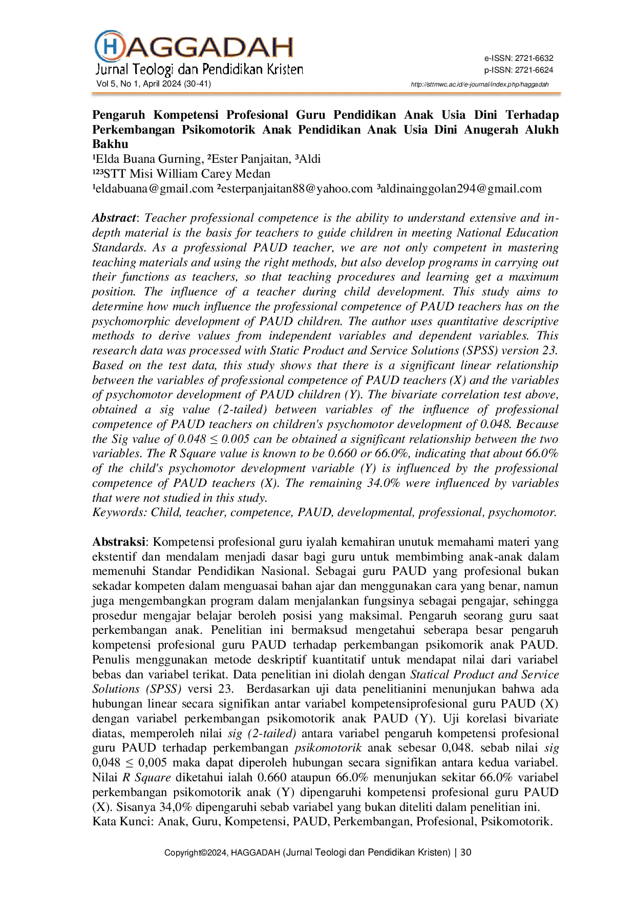 JURIS Pengaruh Kompetensi Profesional Guru Pendidikan Anak Usia Dini Terhadap Perkembangan Psikomotorik Anak Pendidikan Anak Usia Dini Anugerah Alukh Bakhu