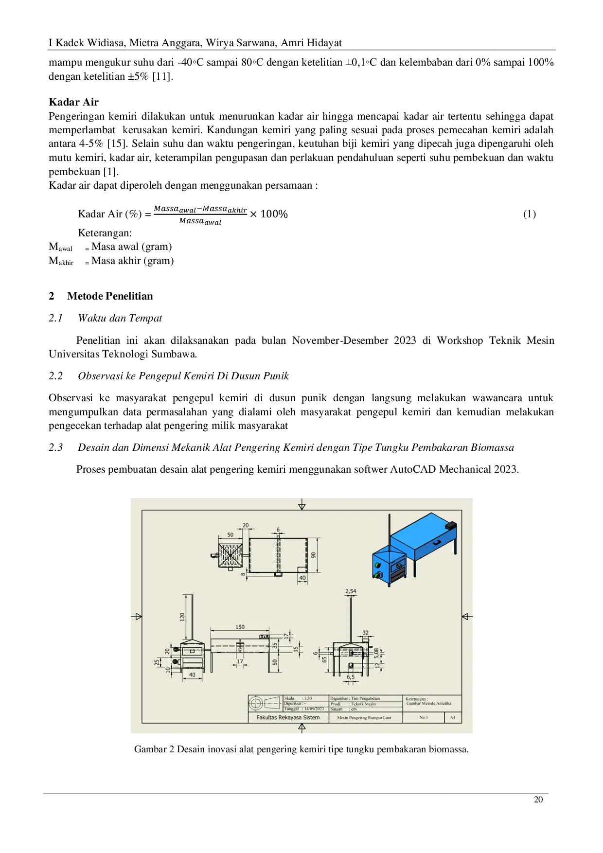 JURIS Inovasi Pembuatan Alat Pengering Kemiri Tipe Tungku Pembakaran Biomassa dengan Memanfaatkan Limbah Cangkang Kemiri dan Bonggol Jagung sebagai Bahan Bakar