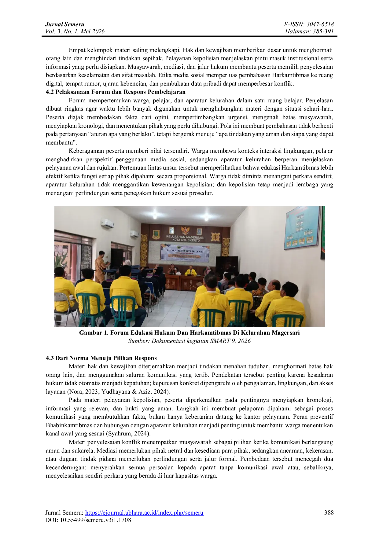 JURIS Dari Informasi Menuju Respons Aman Edukasi Hukum Berbasis Masalah Untuk Mendukung Harkamtibmas Di Kelurahan Magersari