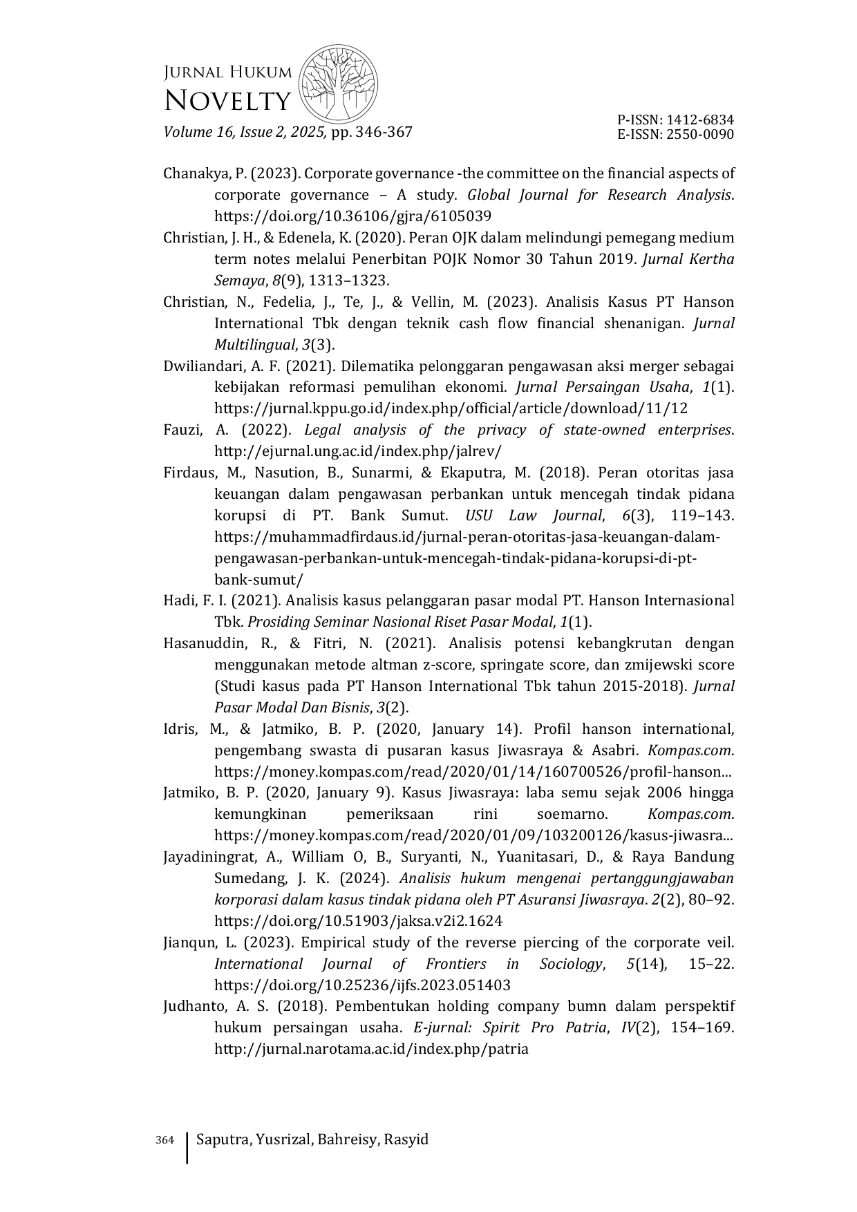 JURIS Resolution of the Jiwasraya insurance case Government perspective on ensuring legal certainty and justice