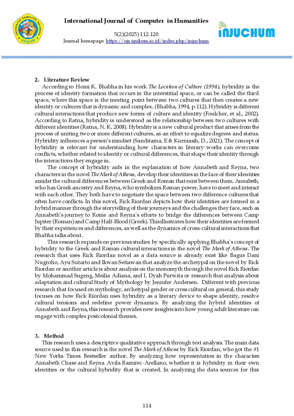 juris The Concept of Hybridity Between Greek and Roman Cultures in The Novel The Mark of Athena by Rick Riordan