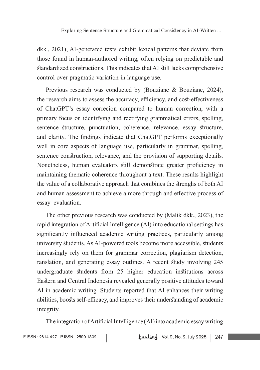 JURIS Exploring Sentence Structure and Grammatical Consistency in AI Written Essays