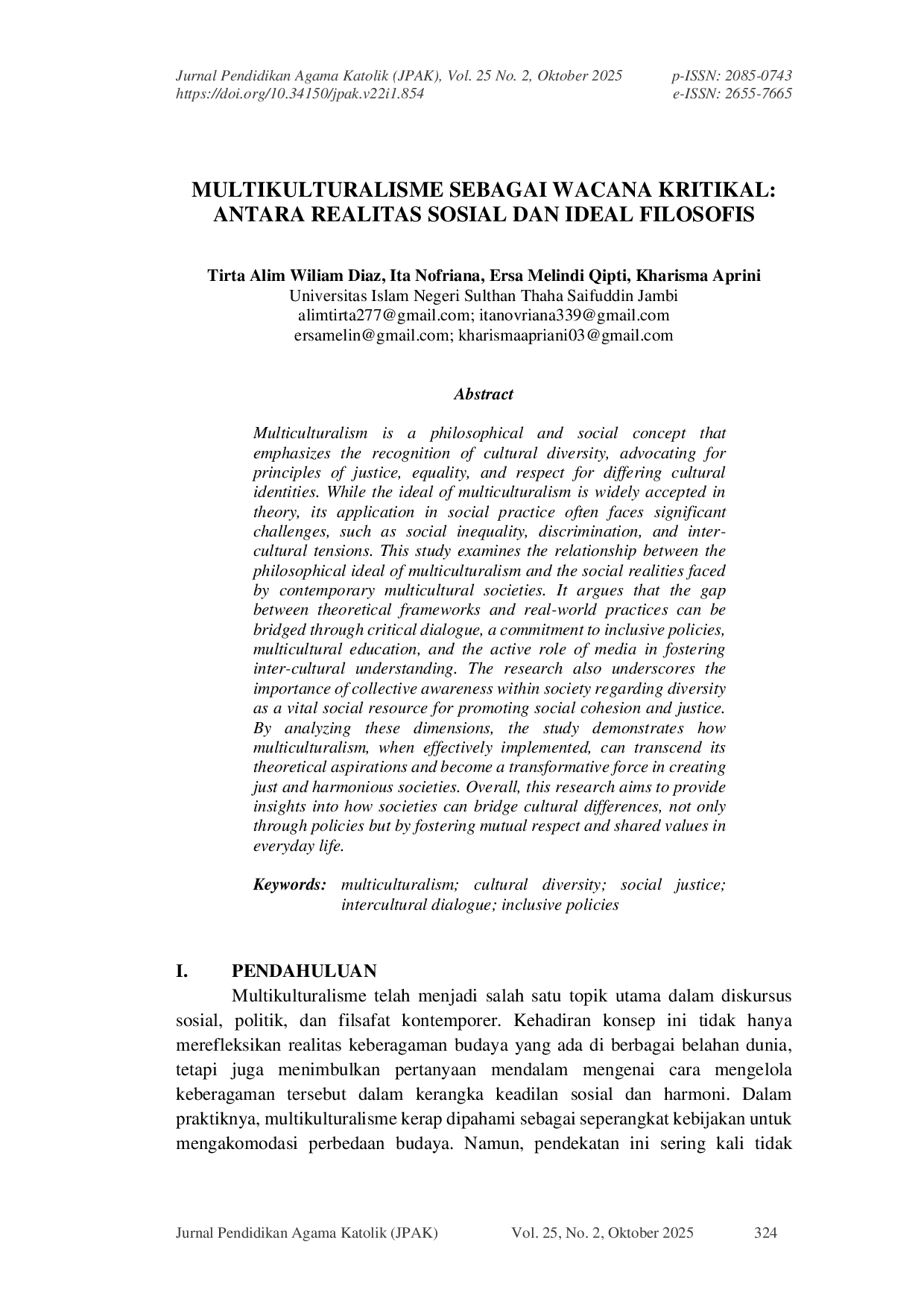 JURIS Multikulturalisme Sebagai Wacana Kritical Antara Realitas Sosial Dan Ideal Filosofis