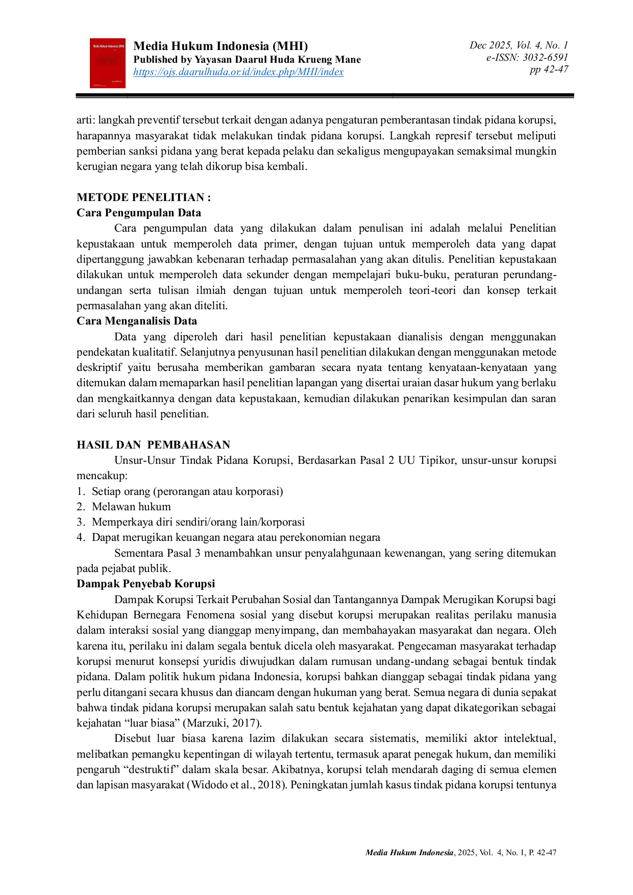 JURIS Dampak Buruk atas Tindak Pidana Korupsi yang Terjadi di Indonesia