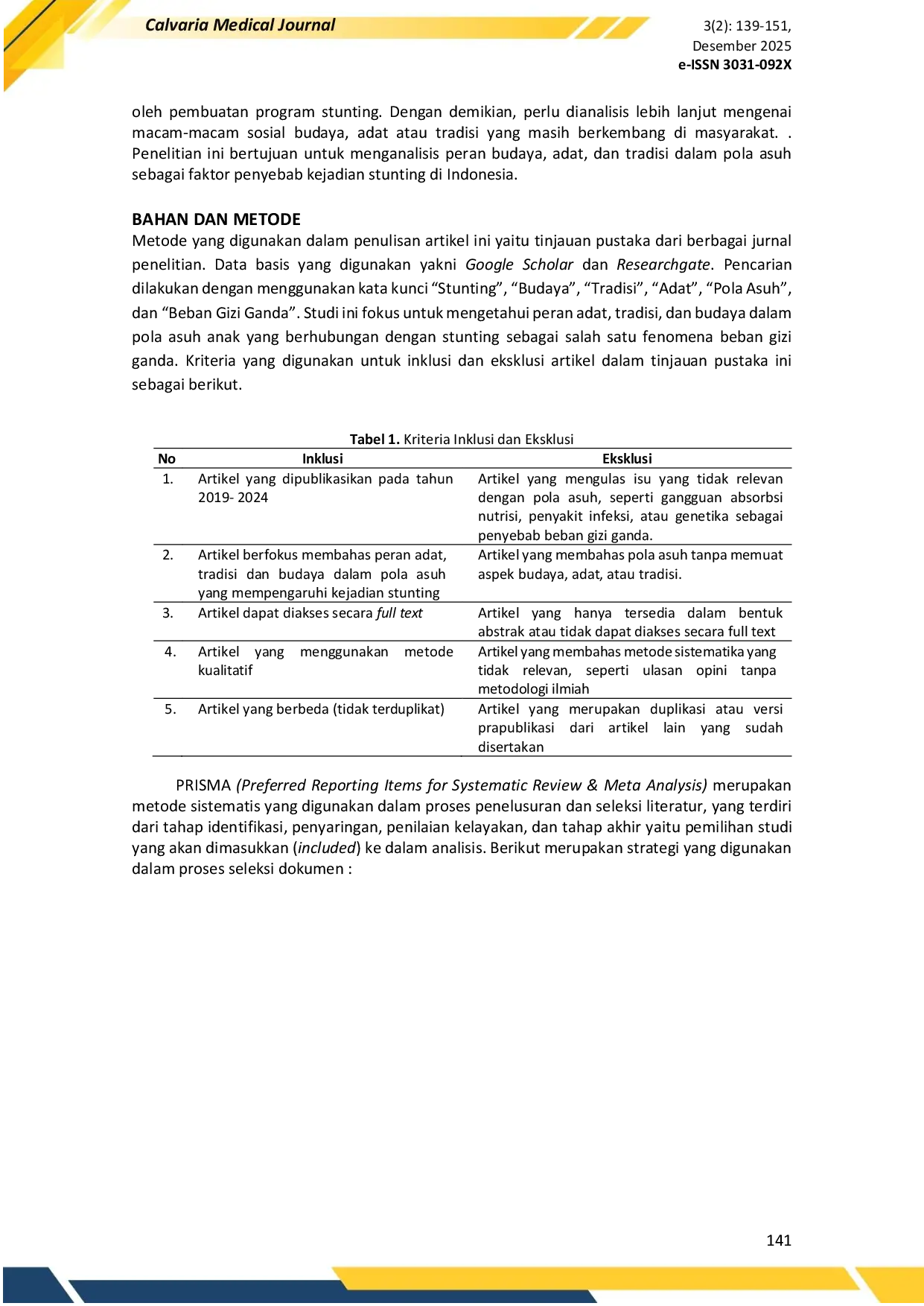 JURIS Tinjauan Pustaka Peran Budaya Adat dan Tradisi dalam Pola Asuh sebagai Faktor Penyebab Beban Gizi Ganda pada Ibu Hamil