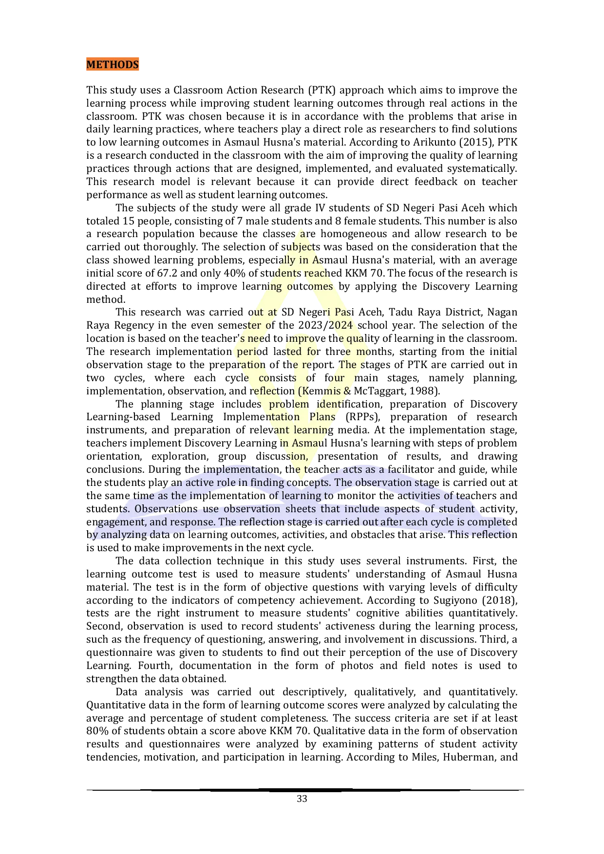 JURIS Improving Student Learning Outcomes on the Asmaul Husana Material by Implementing the Discovery Learning Method at SD Negeri Pasi Aceh