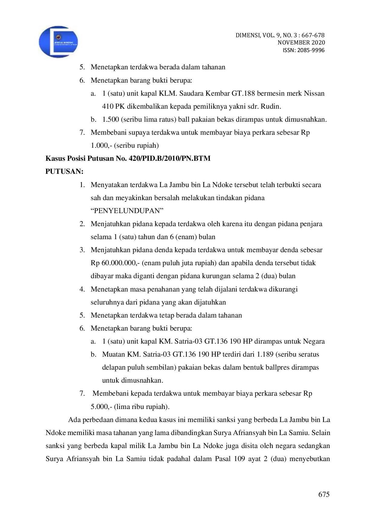 JURIS Analisis Penegakan Hukum Terhadap Tindak Pidana Penyelundupan Pakaian Bekas