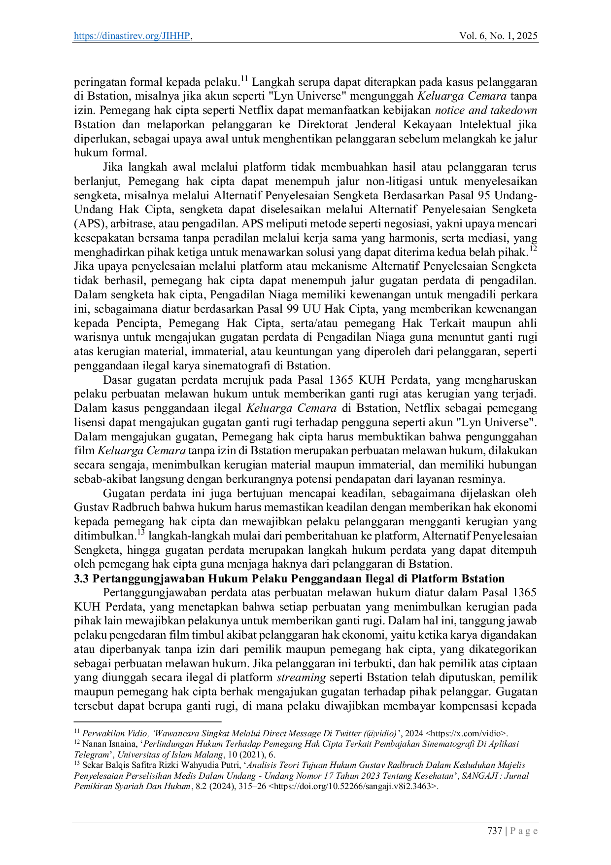 JURIS Perlindungan Hukum Film Berbayar Pada Platform Streaming Digital Yang Digandakan Melalui Aplikasi Bstation