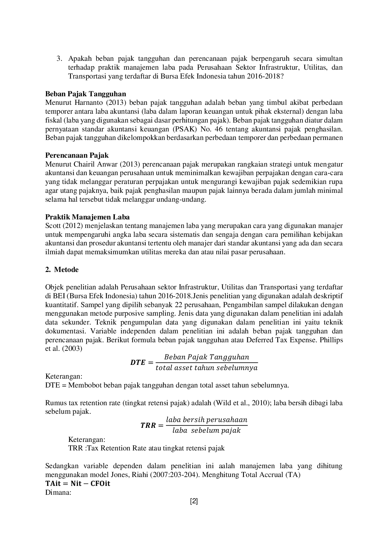 JURIS Pengaruh Beban Pajak Tangguhan dan Perencanaan Pajak Terhadap Praktik Manajemen Laba