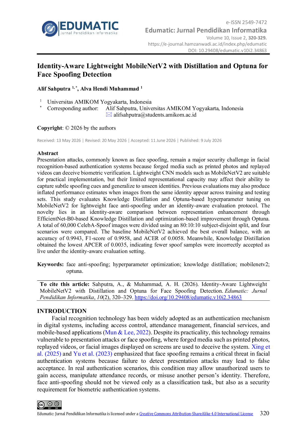JURIS Identity Aware Lightweight MobileNetV2 with Distillation and Optuna for Face Spoofing Detection