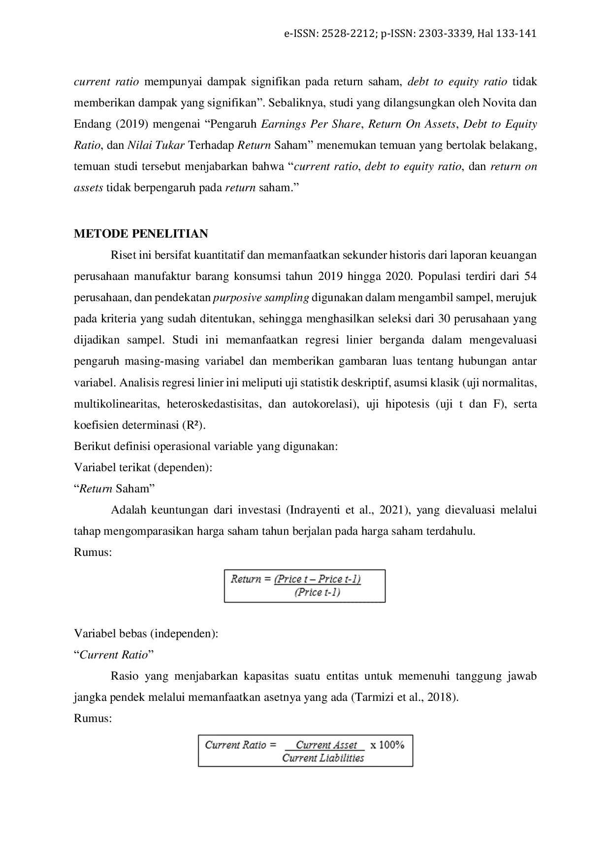 JURIS Dampak Kinerja Keuangan Terhadap Return Saham
