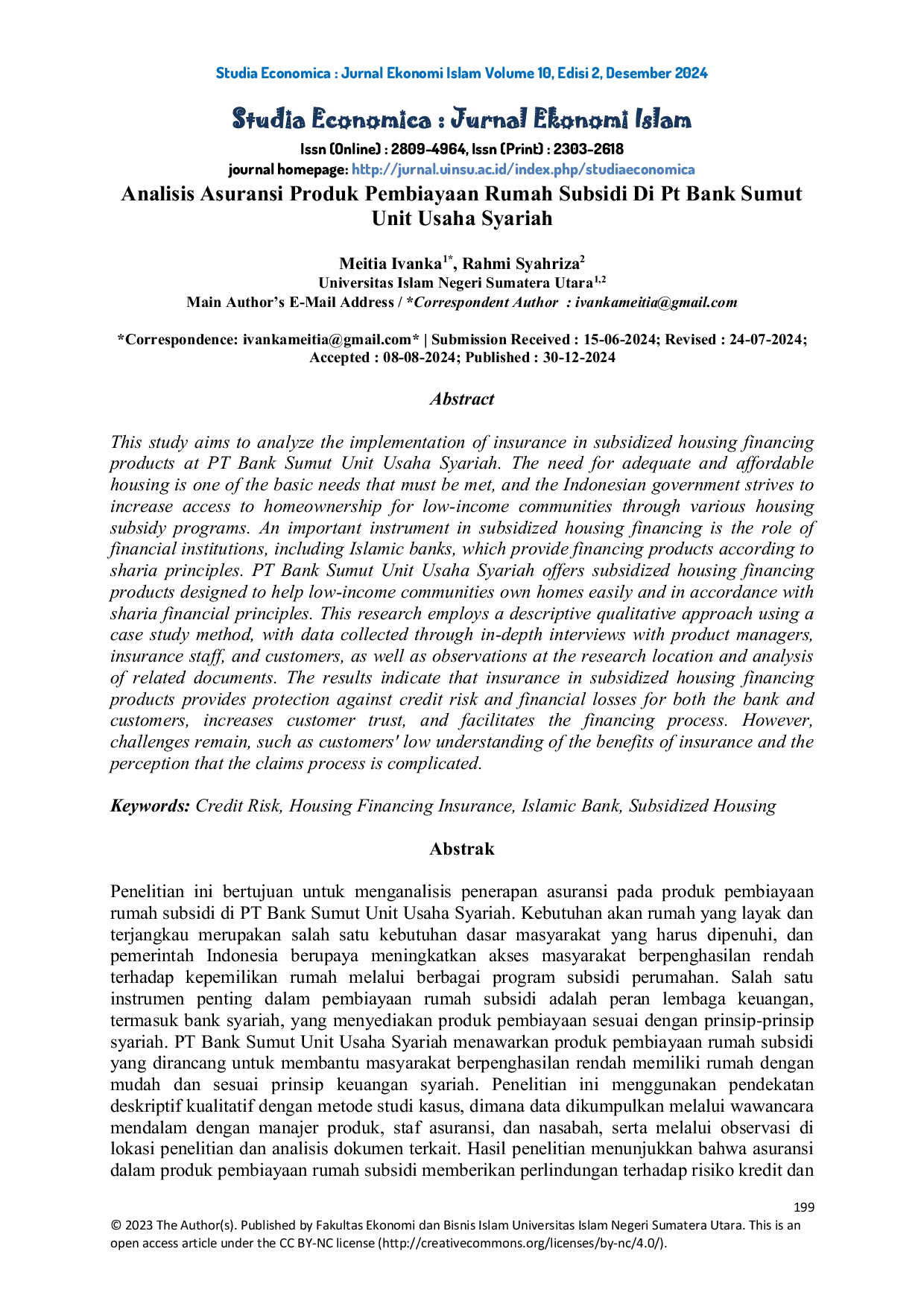 JURIS Analisis Asuransi Produk Pembiayaan Rumah Subsidi Di Pt Bank Sumut Unit Usaha Syariah