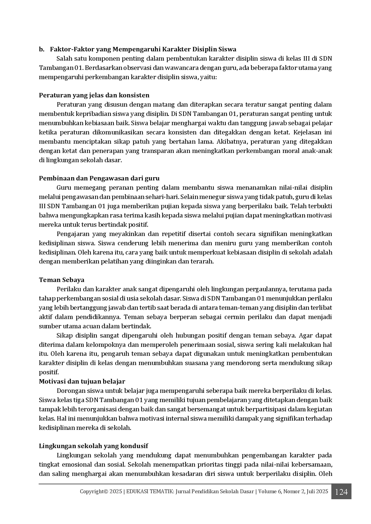 juris Analisis Kedisiplinan Siswa Kelas III terhadap Peraturan Kelas di SD Negeri Tambangan 01 Kota Semarang