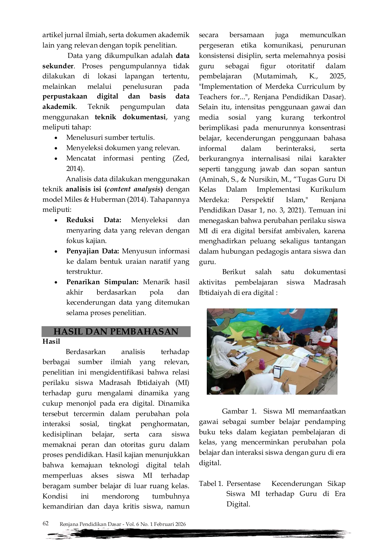 JURIS Perubahan Perilaku Siswa MI Terhadap Guru di Era Digital Perspektif Sosiologi Pendidikan