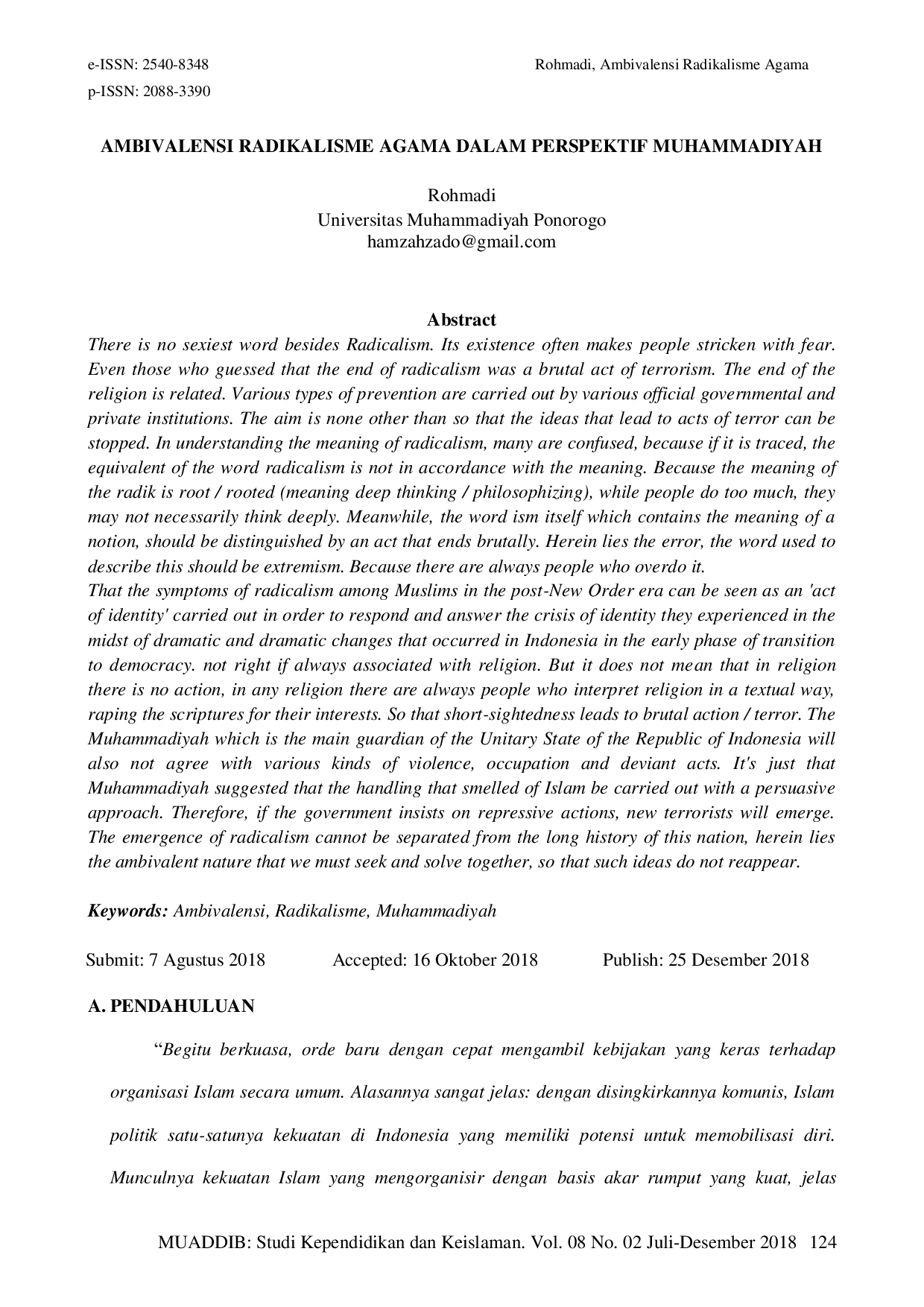 JURIS Ambivalensi Radikalisme Agama Dalam Perspektif Muhammadiyah