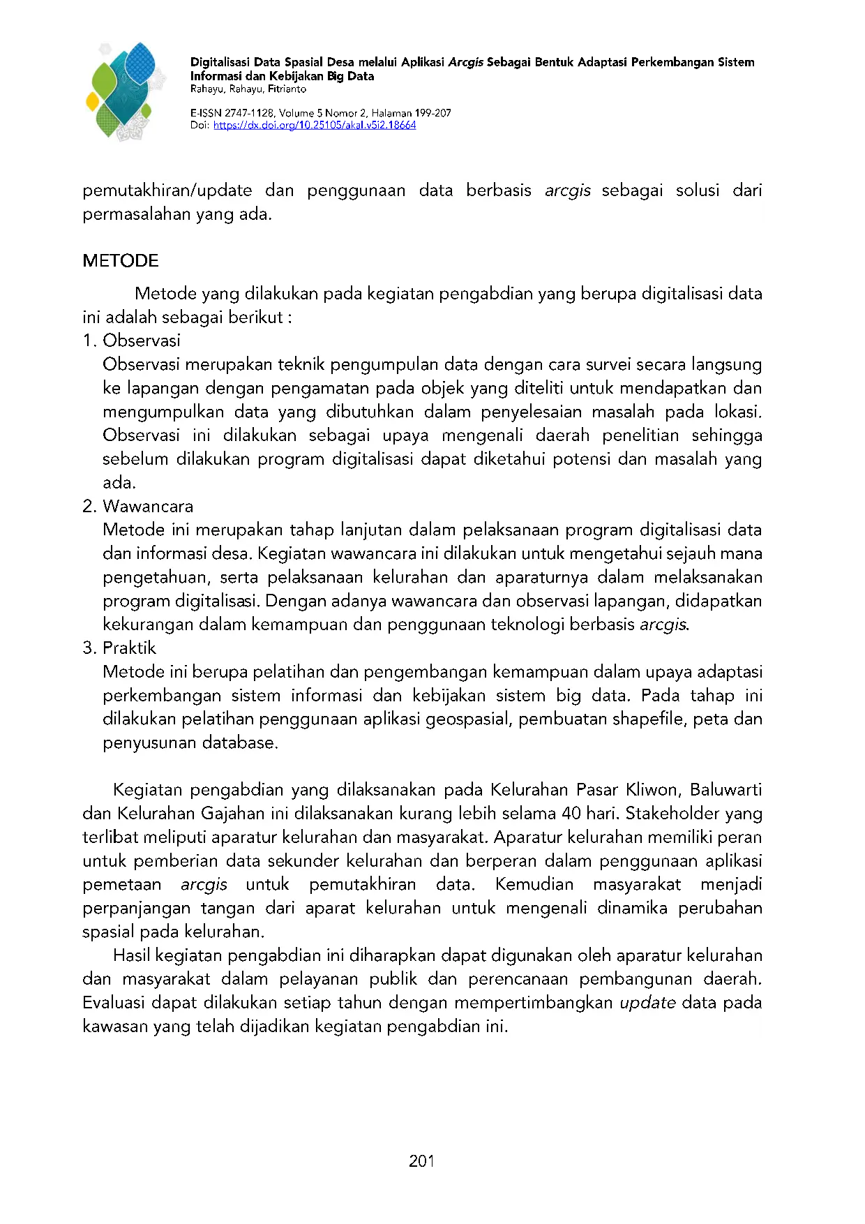 JURIS Peningkatan Kapasitas Aparatur Kelurahan dalam Penggunaan Teknologi Berbasis Geospasial di Kecamatan Pasar Kliwon Kota Surakarta