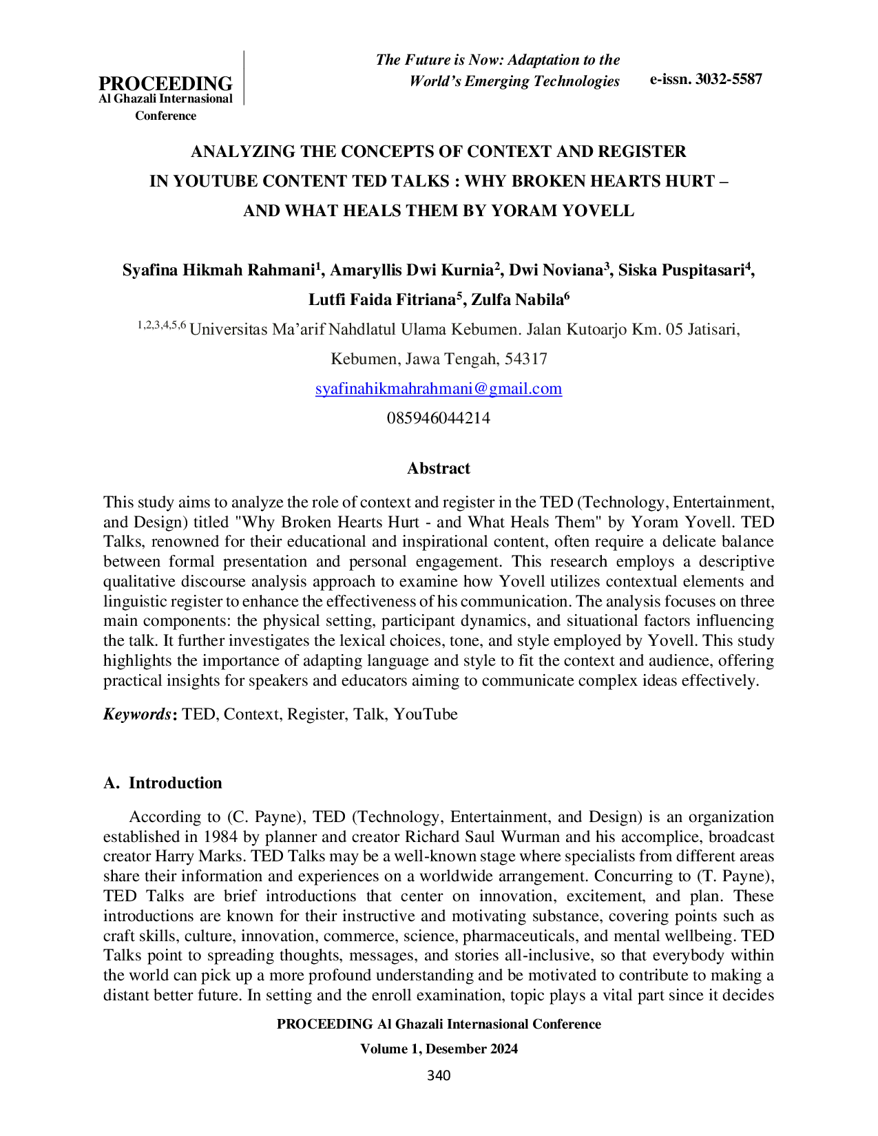 JURIS Analyzing The Concepts Of Context And Register In Youtube Content Ted Talks Why Broken Hearts Hurt And What Heals Them By Yoram Yovell