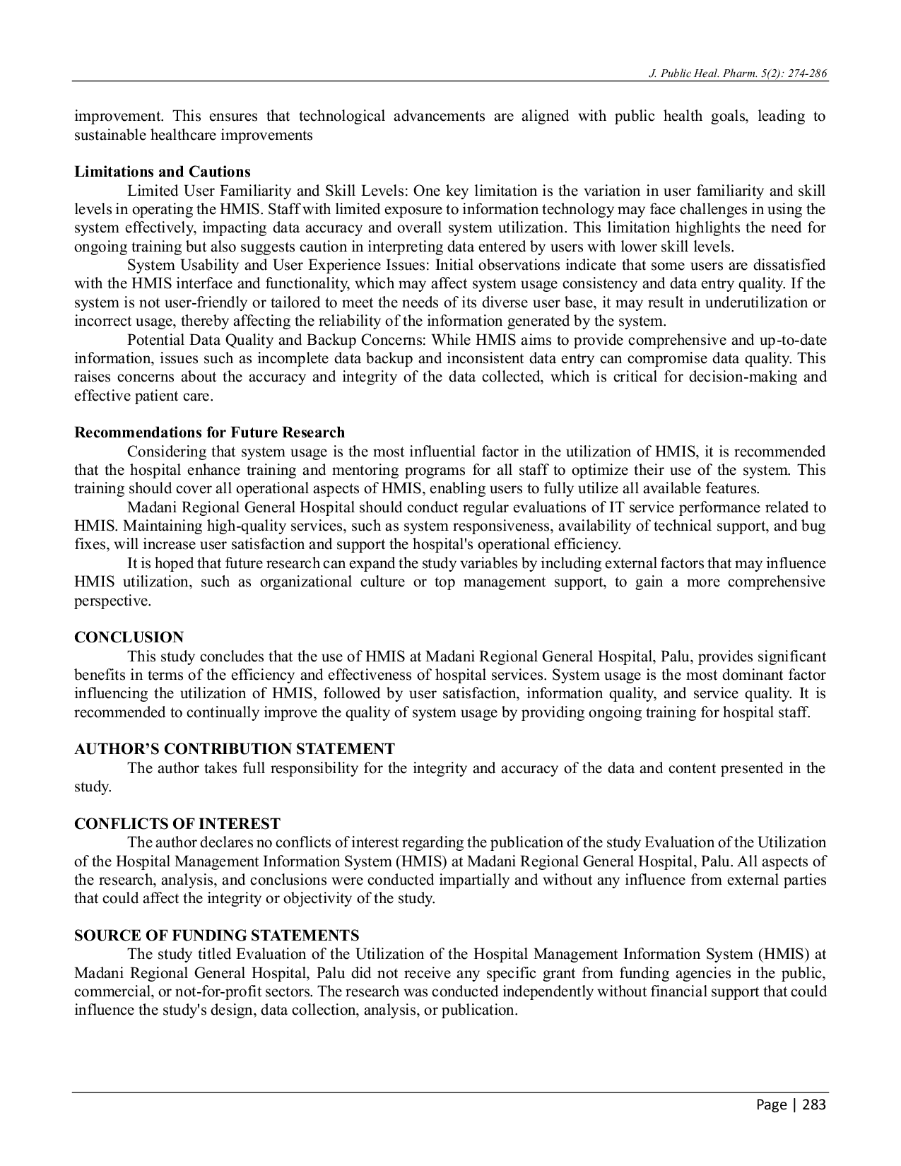 JURIS Evaluasi Penggunaan Sistem Informasi Manajemen Rumah Sakit SIMRS di Rumah Sakit Umum Daerah Madani Palu