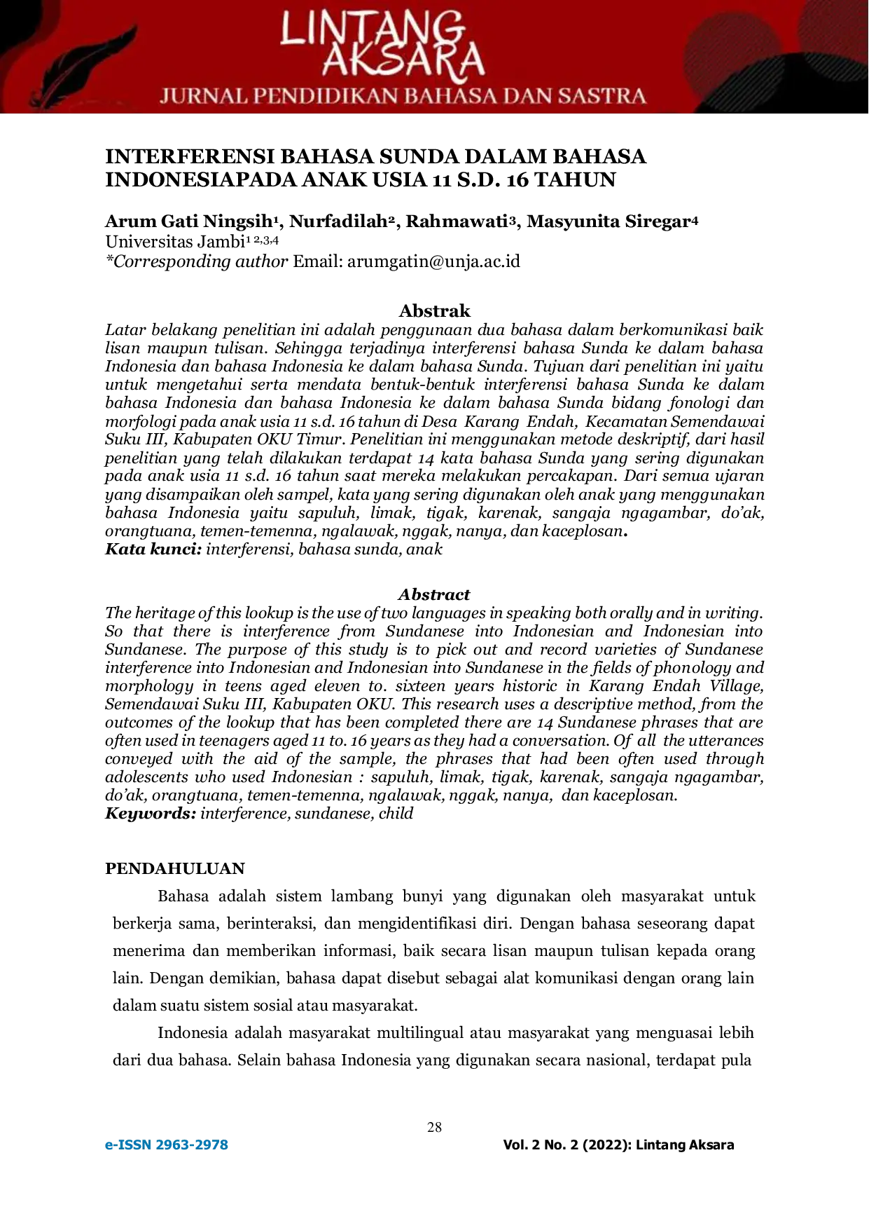 JURIS Interferensi Bahasa Sunda Dalam Bahasa Indonesia Pada Anak Usia 11 S d 16 Tahun