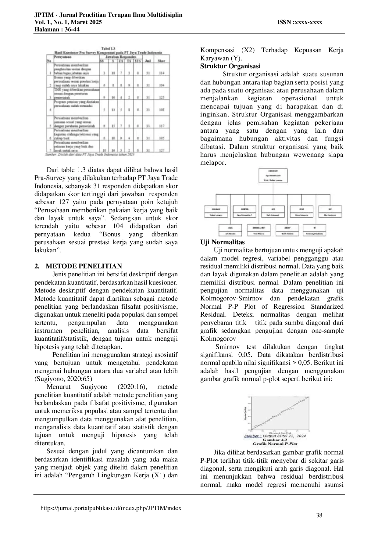 JURIS PENGARUH LINGKUNGAN KERJA DAN KOMPENSASI TERHADAP KEPUASAN KERJA PADA PT JAYA TRADE INDONESIA JAKARTA PUSAT