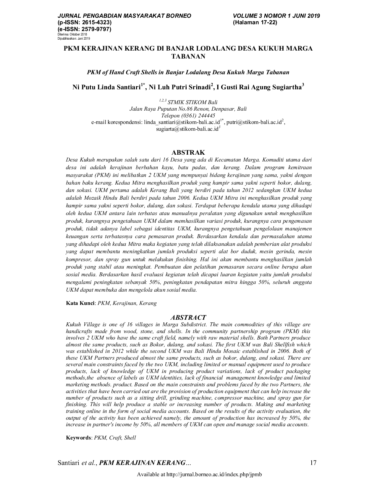 JURIS PKM Kerajinan Kerang di Banjar Lodalang Desa Kukuh Marga Tabanan
