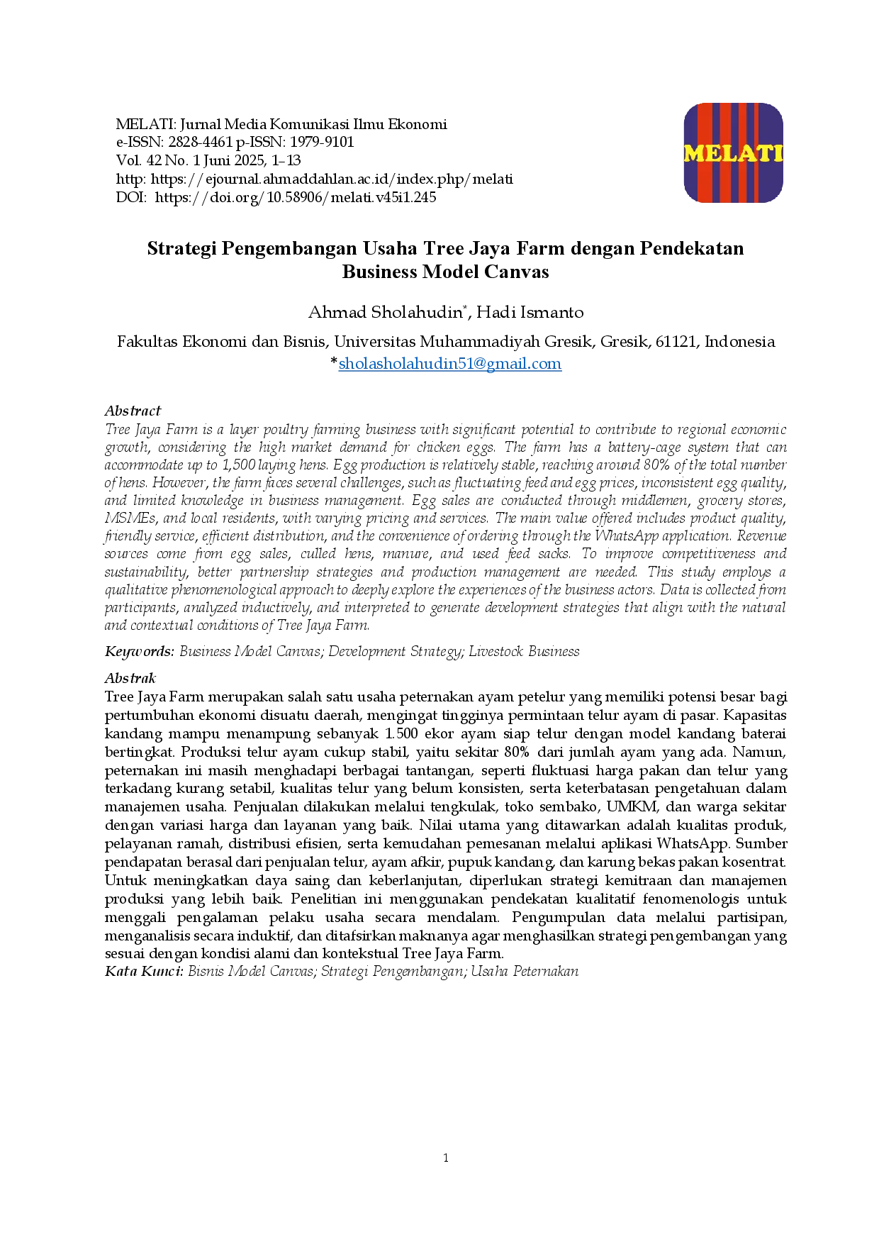 juris Strategi Pengembangan Usaha Tree Jaya Farm dengan Pendekatan Business Model Canvas