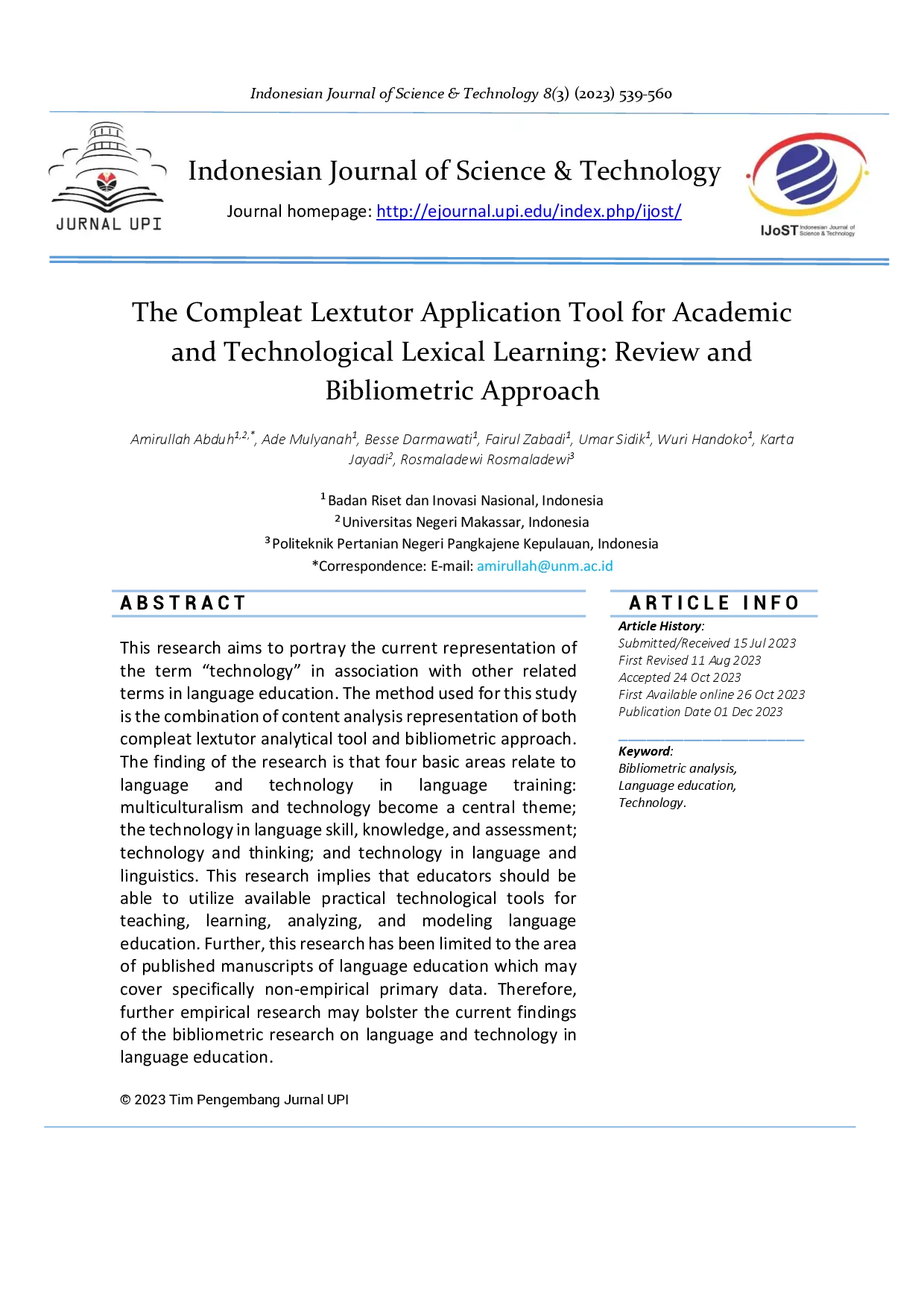 juris The Compleat Lextutor Application Tool for Academic and Technological Lexical Learning Review and Bibliometric Approach
