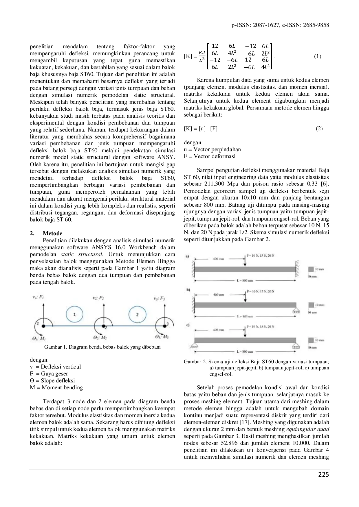 juris Analisis Simulasi Numerik Defleksi Balok Baja ST60 dengan Variasi Pembebanan dan Tumpuan
