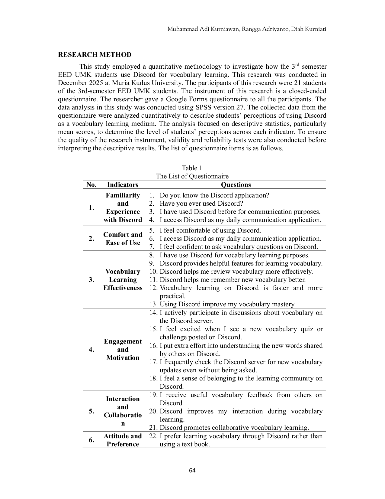 JURIS Exploring Students Perspective on Using Discord for Vocabulary Learning