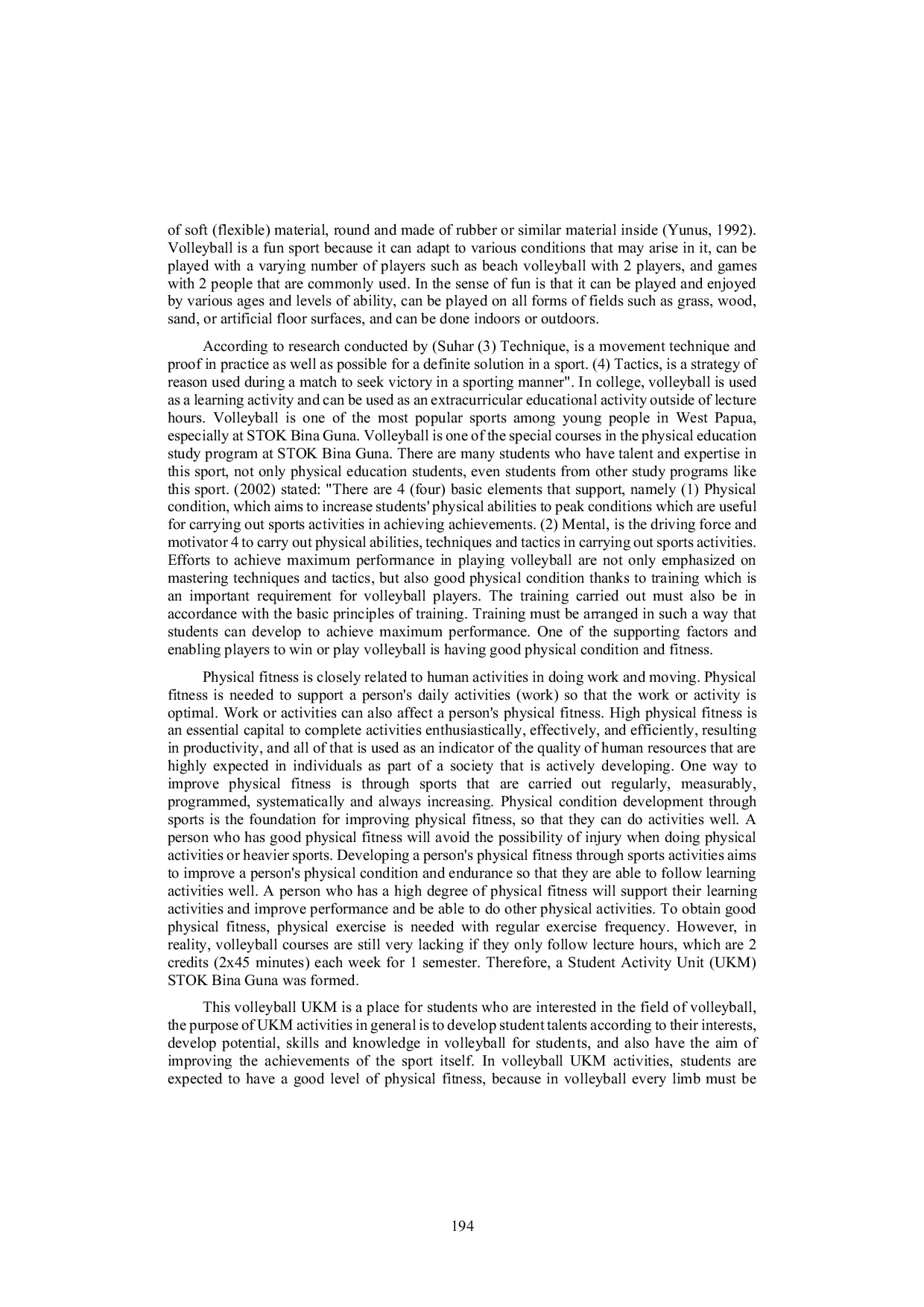 JURIS Physical Fitness Survey of Men s Volleyball Student Activity Unit STOK Bina Guna 2025