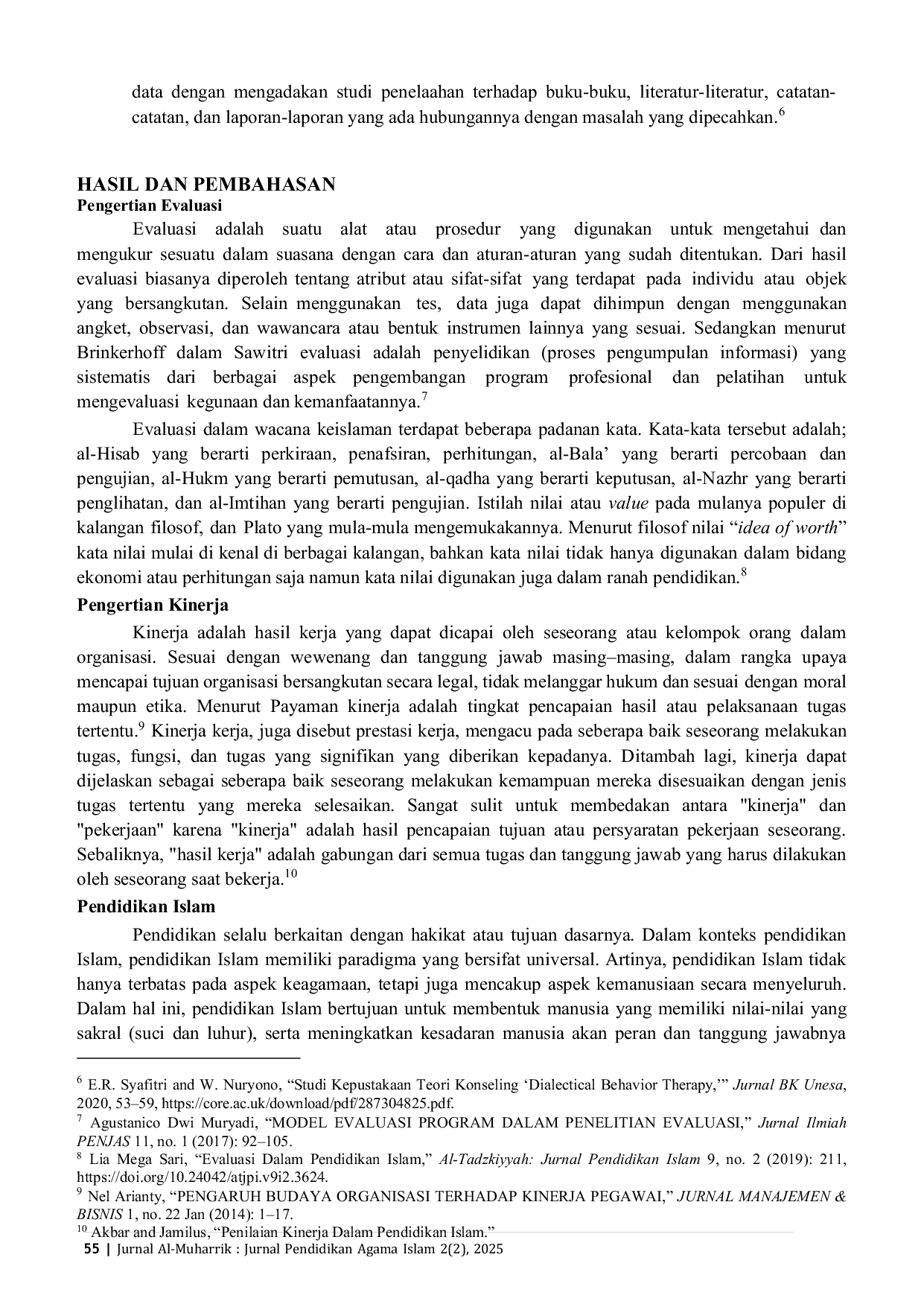 JURIS Evaluasi Kinerja Dalam Pendidikan Islam