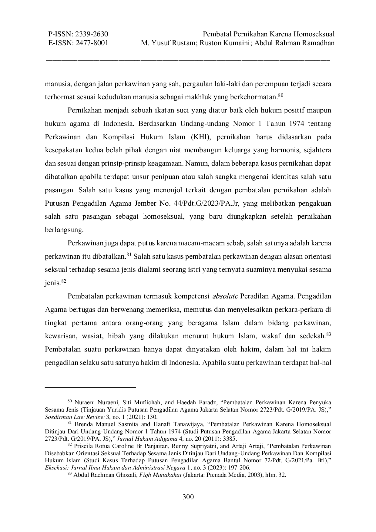 JURIS PEMBATALAN PERNIKAHAN KARENA HOMOSEKSUAL Studi Analisis Putusan Pengadilan Agama Jember No 44 Pdt G 2023 PA Jr