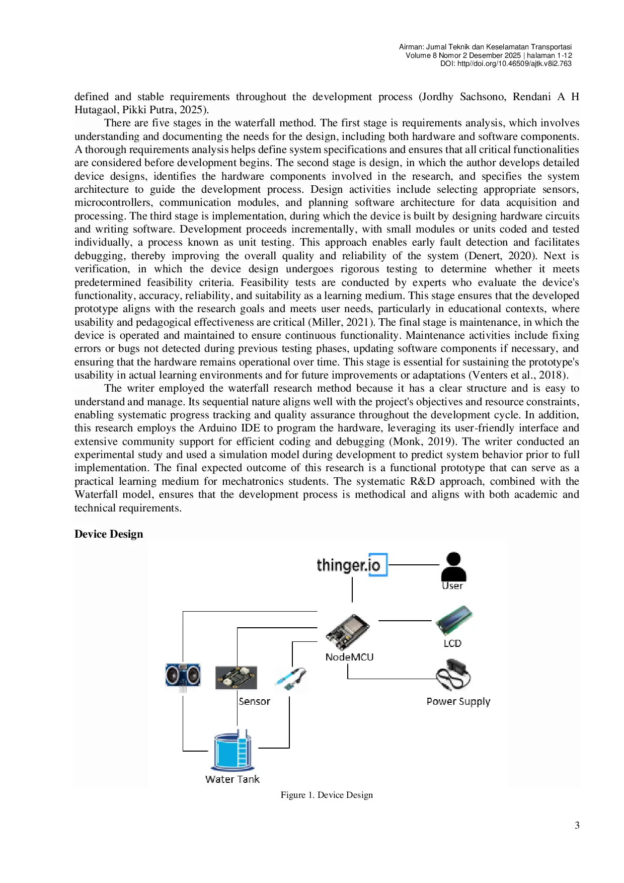 JURIS Design and Development of an IoT based Water Level and Quality Monitoring System as a Mechatronics Learning Tool at Makassar Aviation Polytechnic