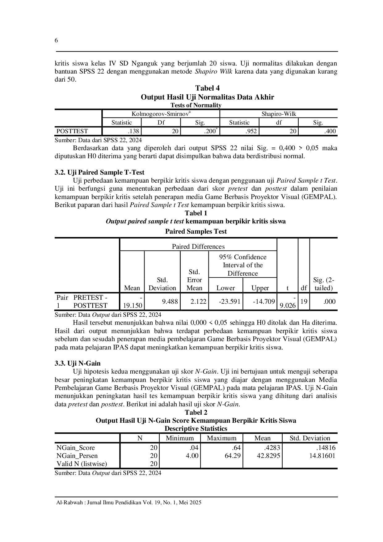 JURIS Penerapan Media Game Berbasis Proyektor Visual GEMPAL Terhadap Kemampuan Berpikir Kritis Siswa Kelas 4 SD