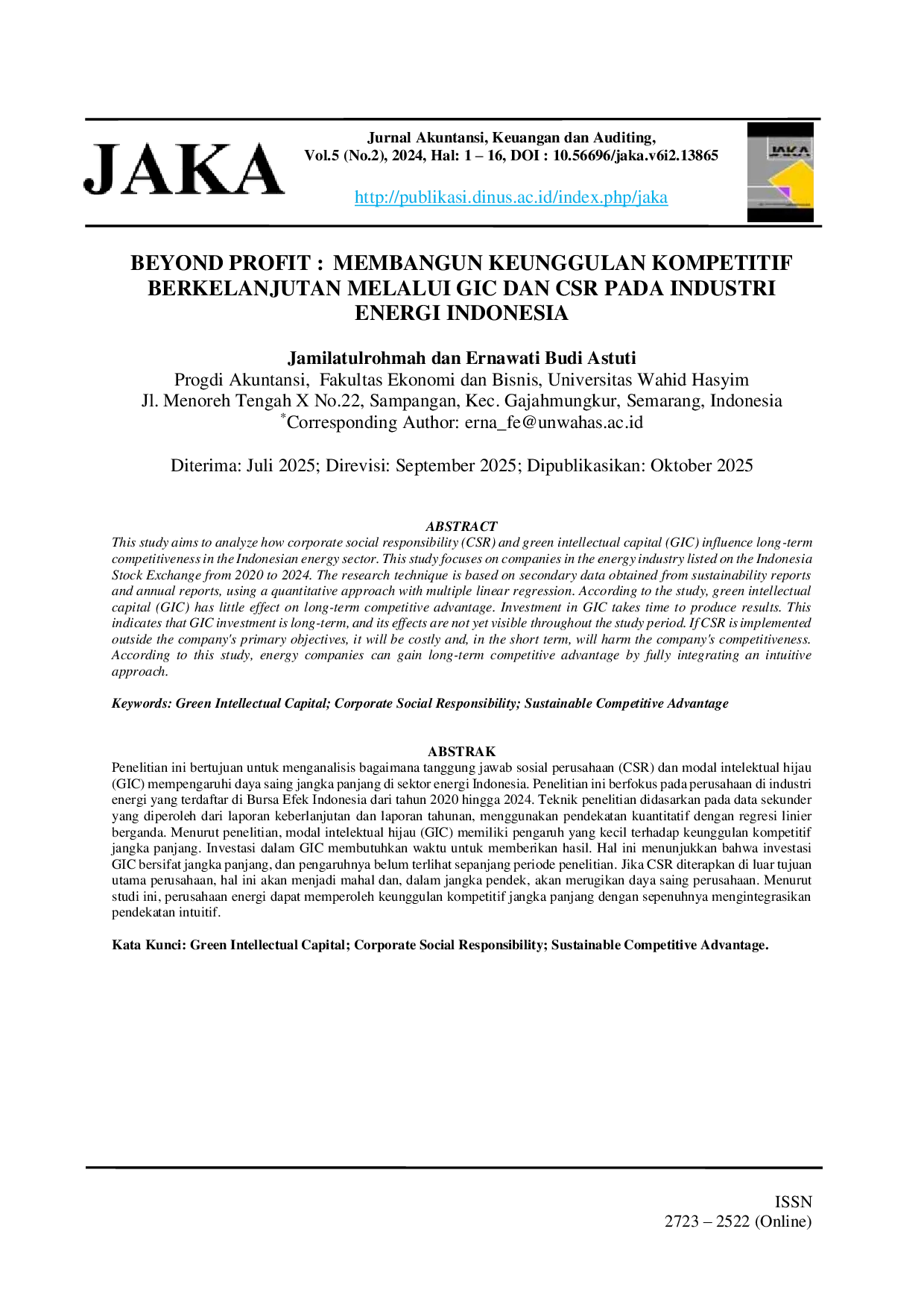 JURIS Beyond Profit Membangun Keunggulan Kompetitif Berkelanjutan Melalui GIC Dan CSR Pada Industri Energi Indonesia