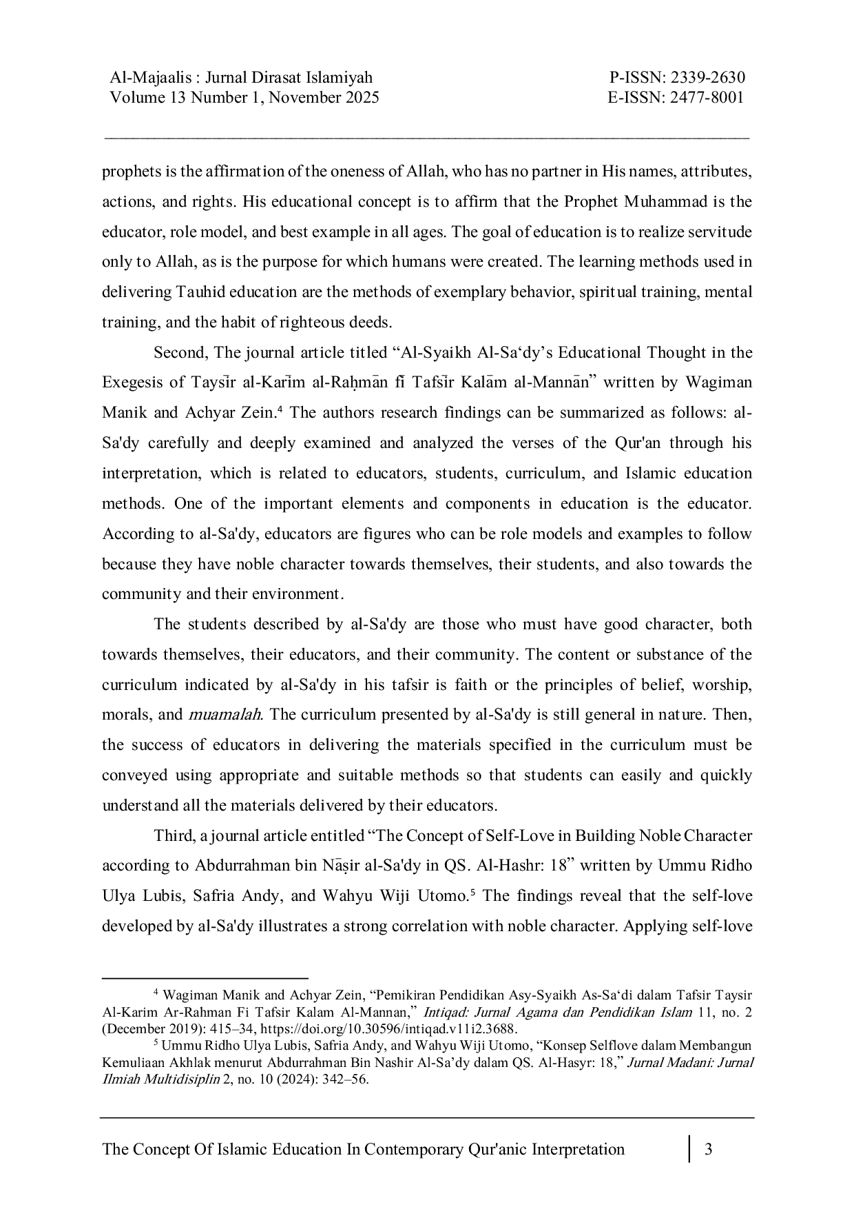 JURIS THE CONCEPT OF ISLAMIC EDUCATION IN CONTEMPORARY QUR ANIC INTERPRETATION A Study of Islamic Educational Thought from the Perspective of Sheikh al Sa dy