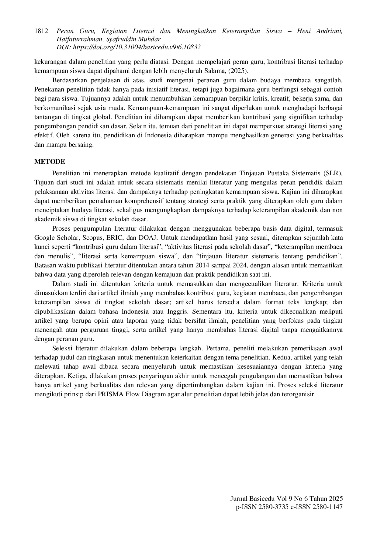 JURIS Peran Guru Kegiatan Literasi dan Meningkatkan Keterampilan Siswa