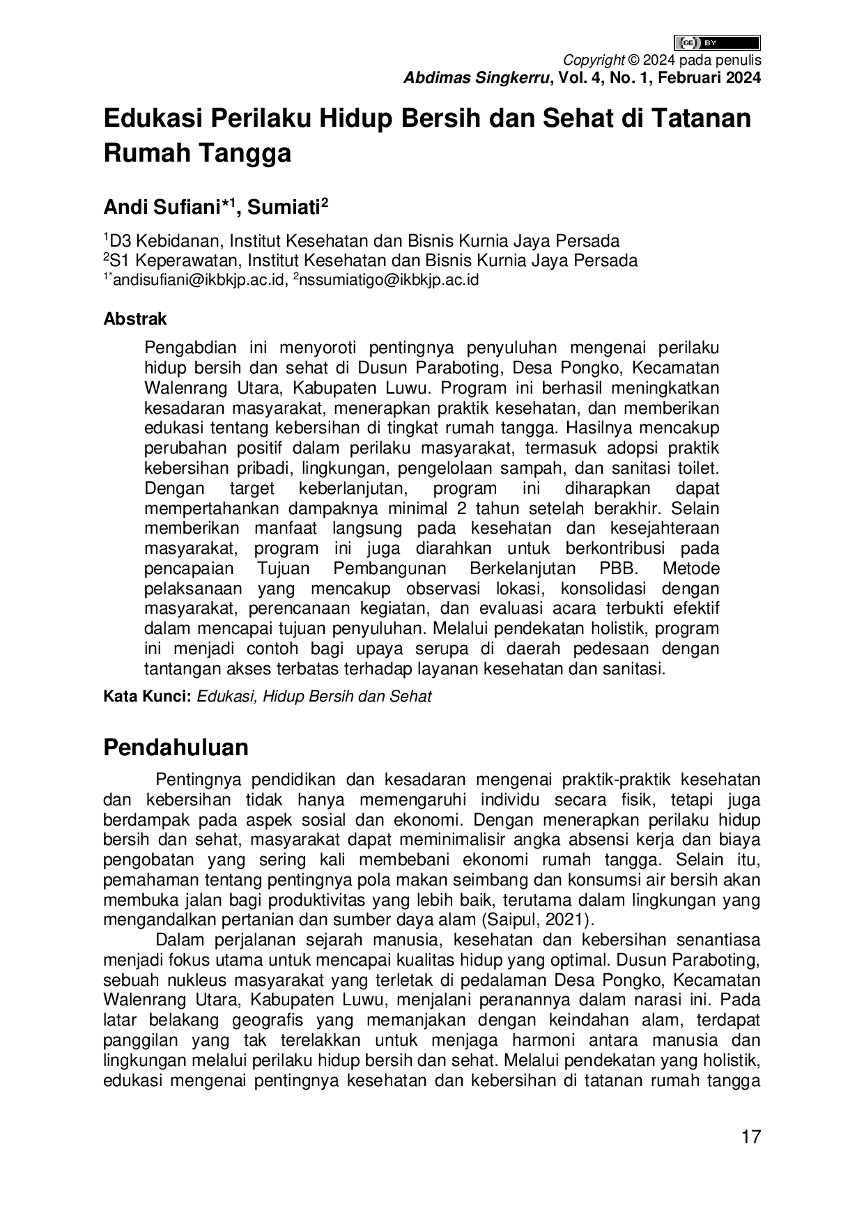 JURIS Edukasi Perilaku Hidup Bersih dan Sehat di Tatanan Rumah Tangga