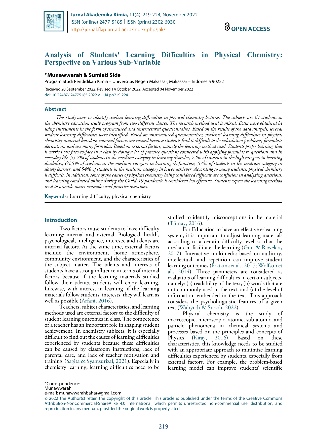 JURIS Analysis of Students Learning Difficulties Perspective on Various Sub Variable in Physical Chemistry