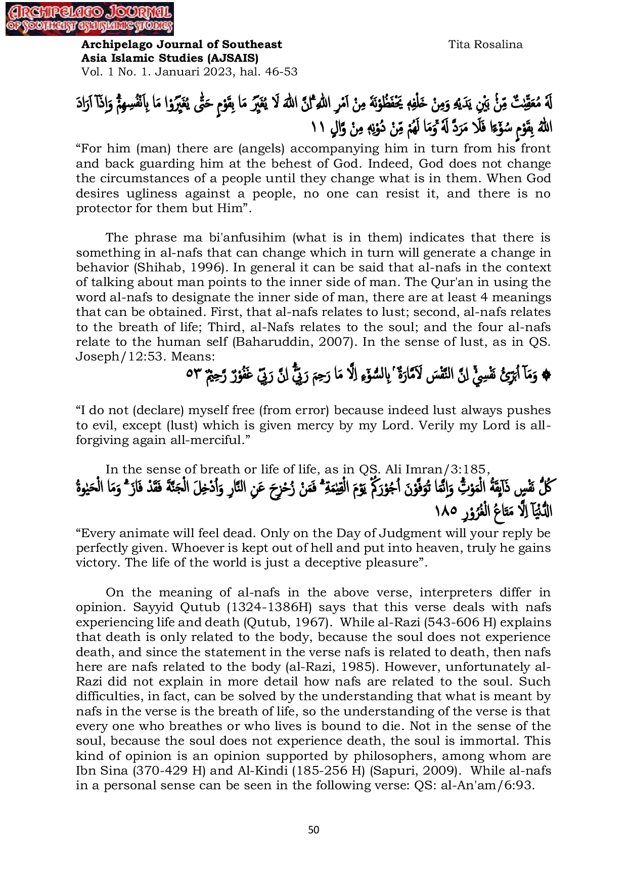 JURIS The Soul Al Nafs in the Perspective of Islamic Thought