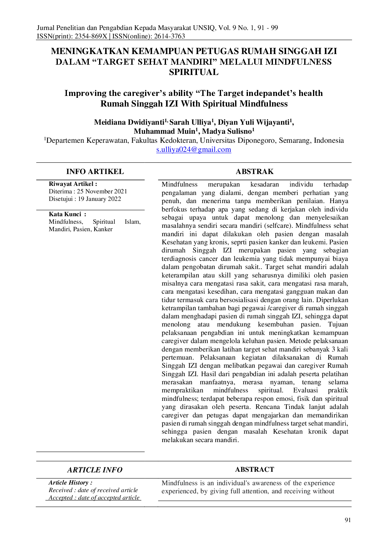 juris Meningkatkan Kemampuan Petugas Rumah Singgah IZI Dalam Target Sehat Mandiri Melalui Mindfulness Spiritual