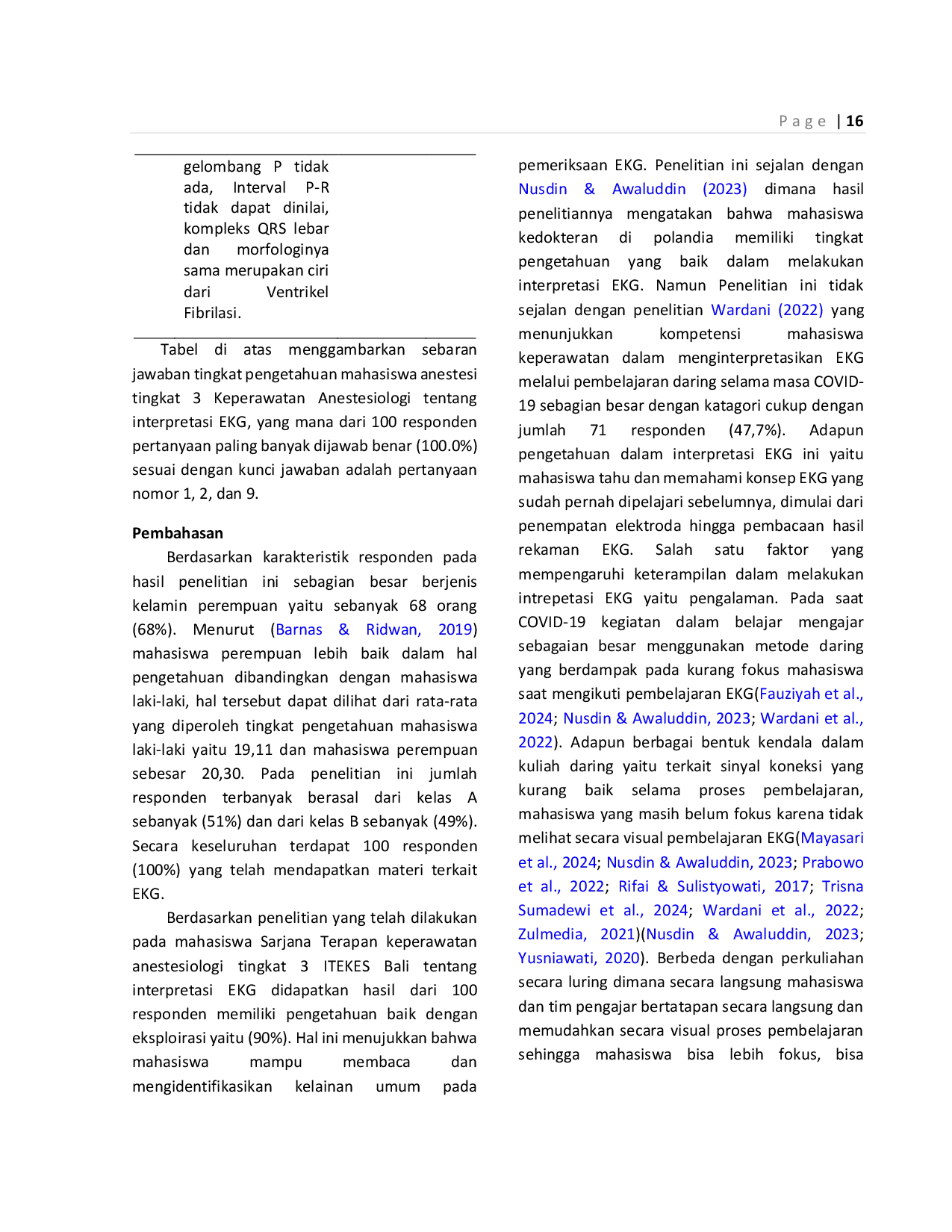 JURIS Students Knowledge of Applied Anesthesiology Nursing level 3 ITEKES Bali on ECG Interpretation