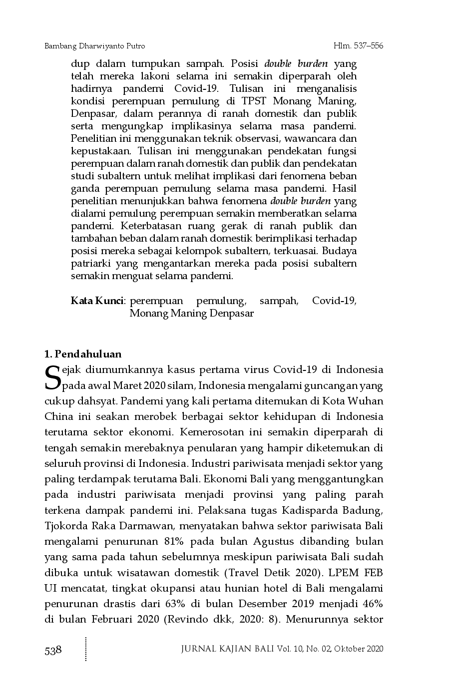 juris Beban Ganda Kondisi Perempuan Pemulung pada Masa Pandemi di Tempat Pengolahan Sampah Monang Maning Denpasar